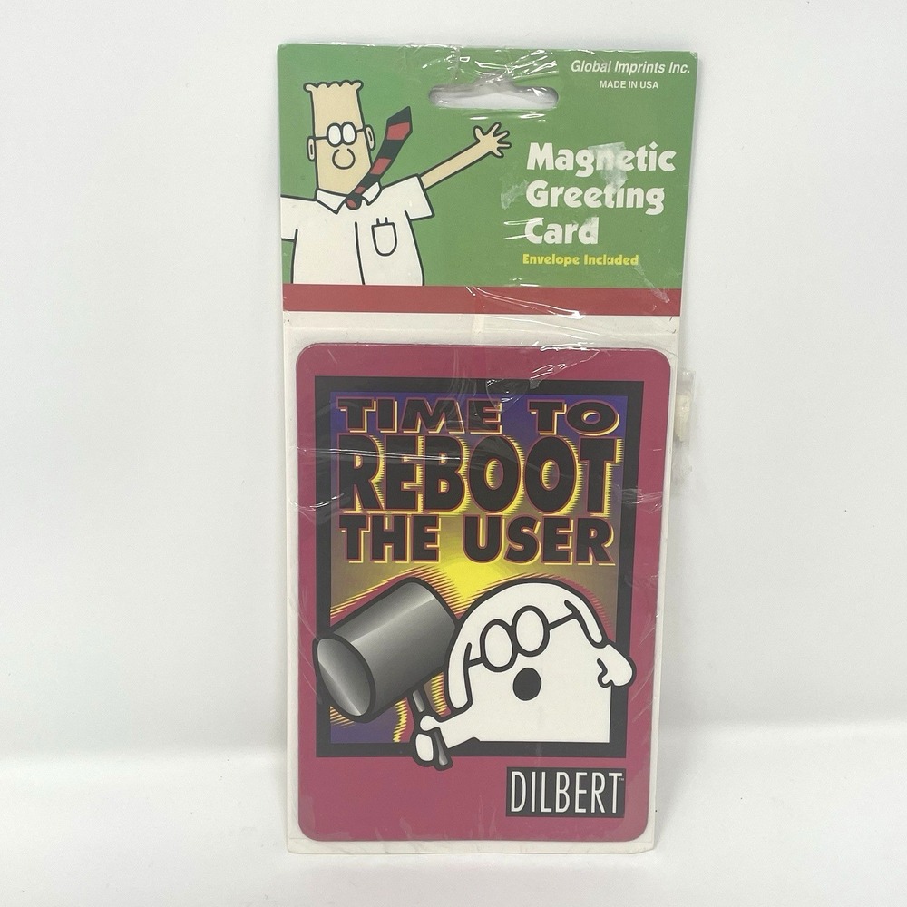 Vintage 1997 Dilbert Magnetic Greeting‎ Card Time To Reboot The User NOS 1990s